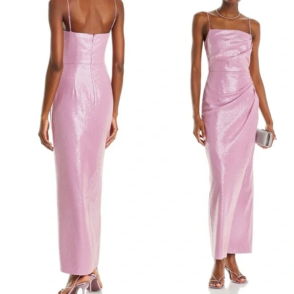 HALSTON Alania Ruched A-Line Sequined Gown Size 14 NWT